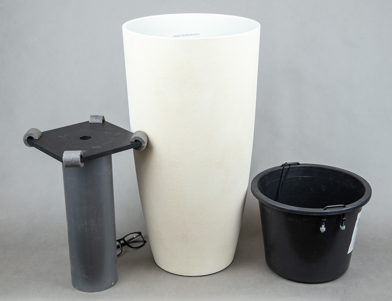 Кашпо Замша Ø30 бетон беж